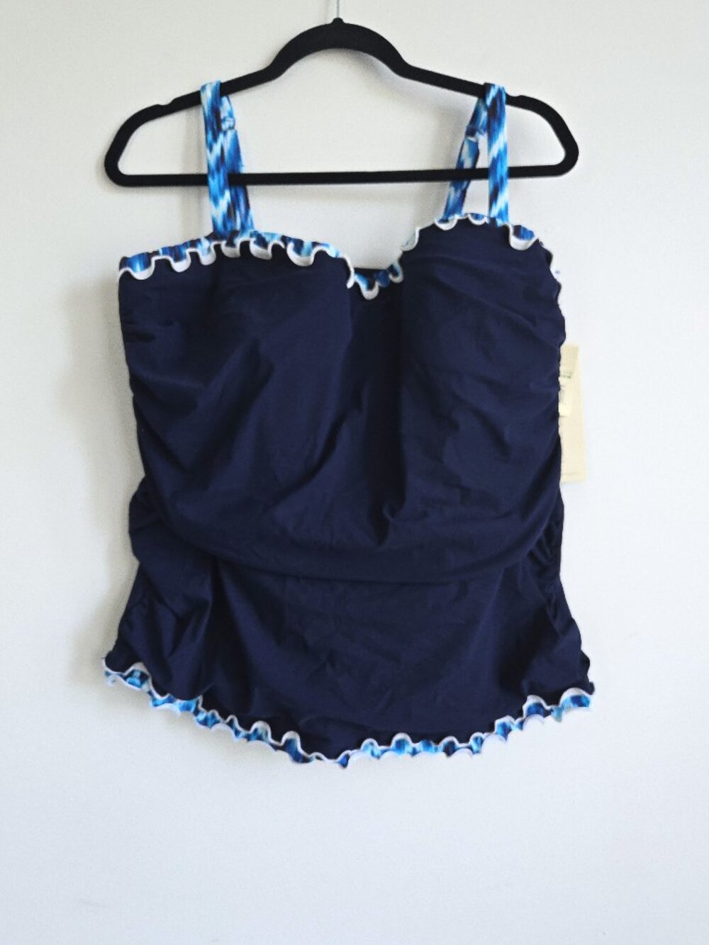 Profile by Gottex Harmony Navy Ruched Tankini Top | Size 24W